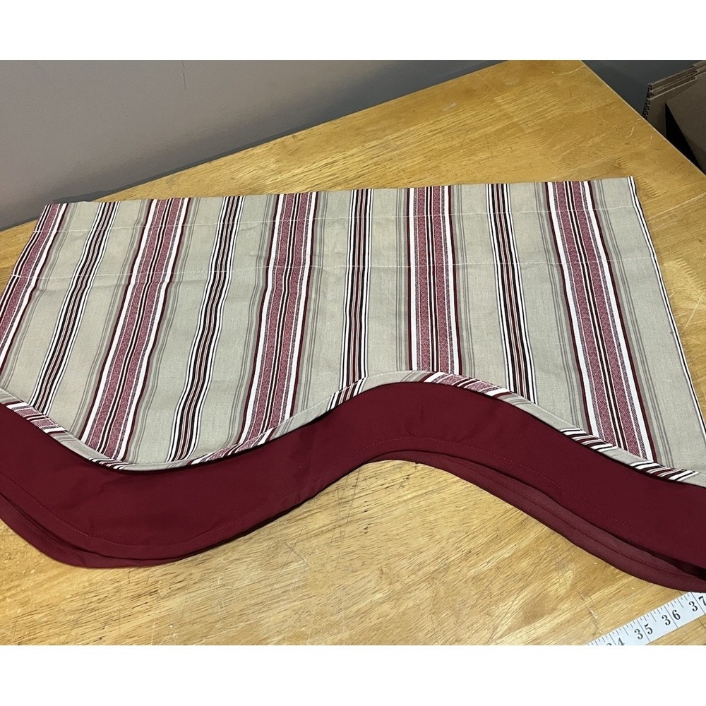 Vtg JCPenney Scalloped‎ Red Beige Striped Valance 82x19"
